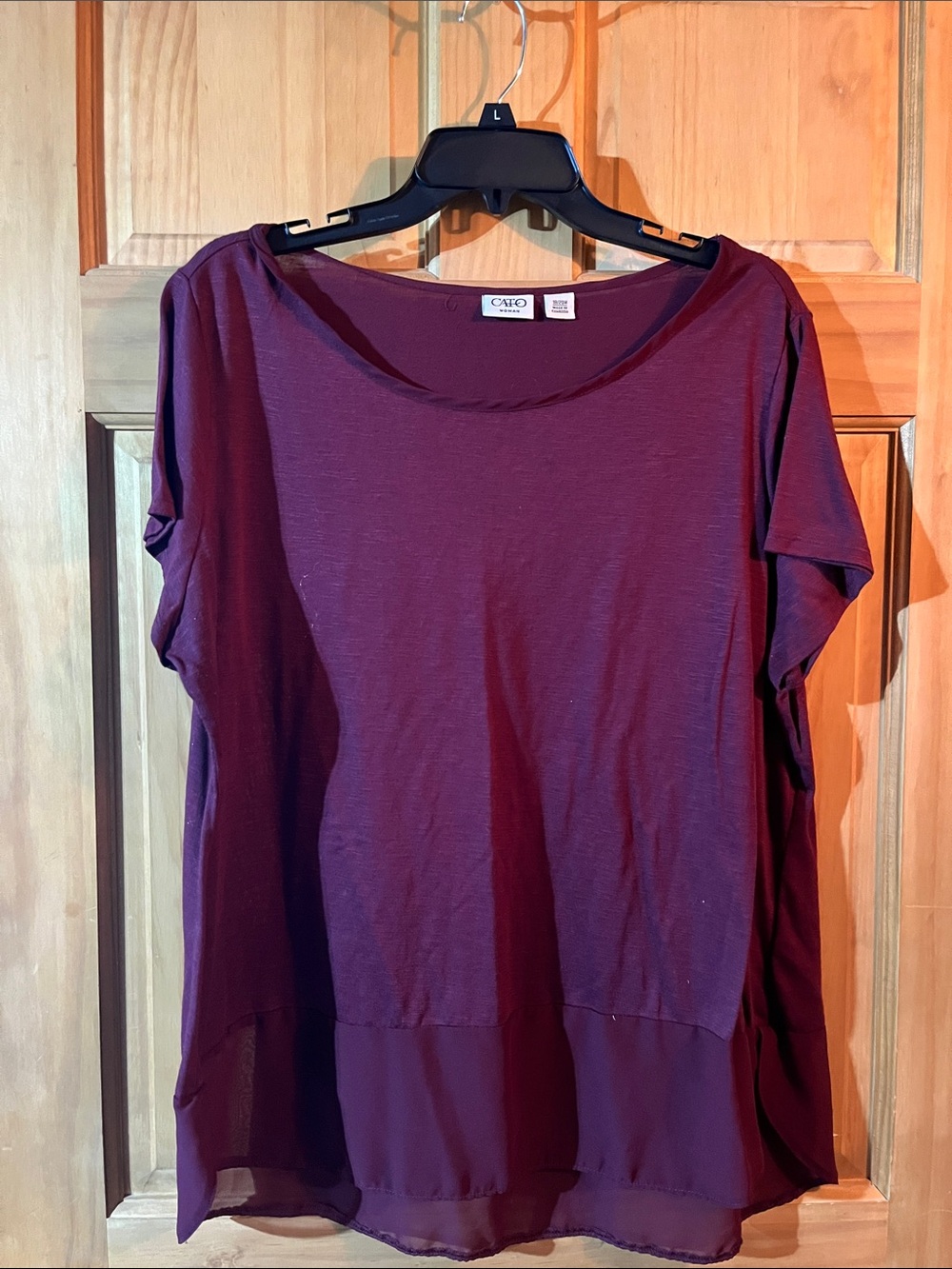 Cato Burgundy Short Sleeve Scoop Neck Tunic